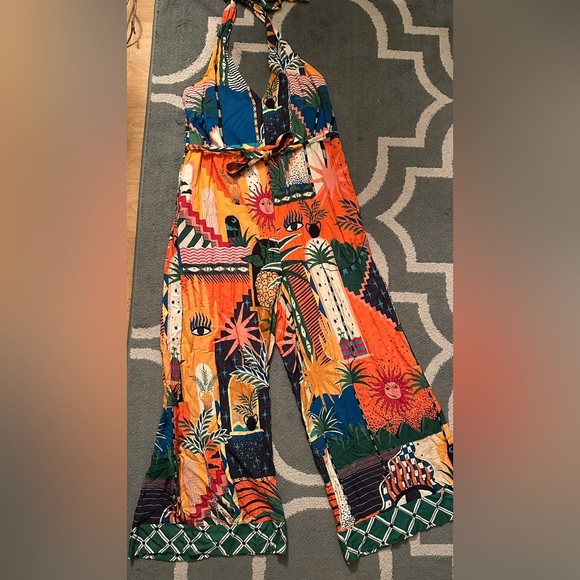Farm Rio x Anthropologie Halter Jumpsuit, Size Large - Picture 10 of 16
